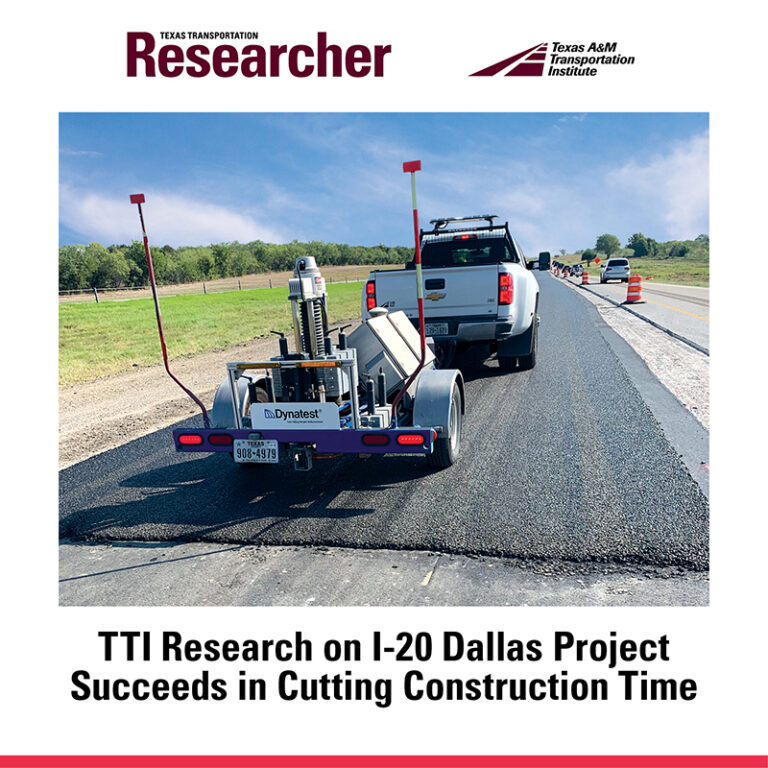 TTI Research on I-20 Dallas Project Succeeds in Cutting Construction Time