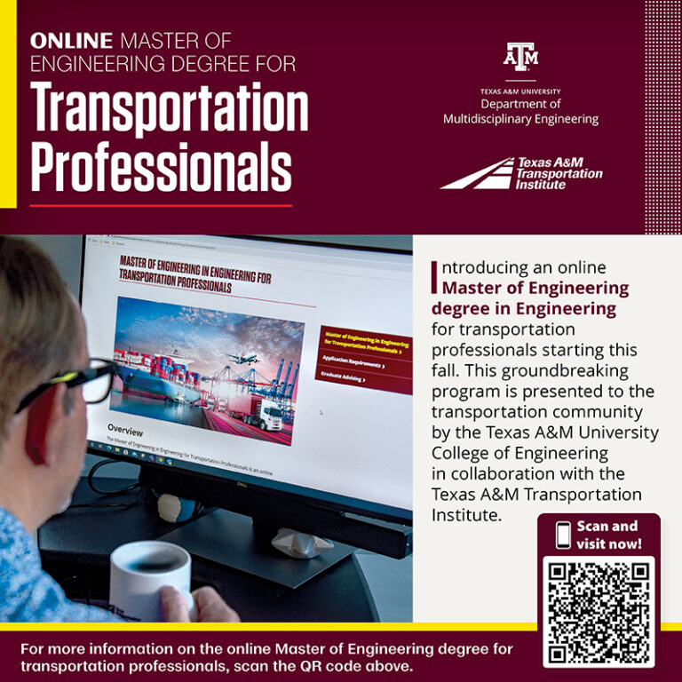Online Master of Engineering Degree for Transportation Professionals.